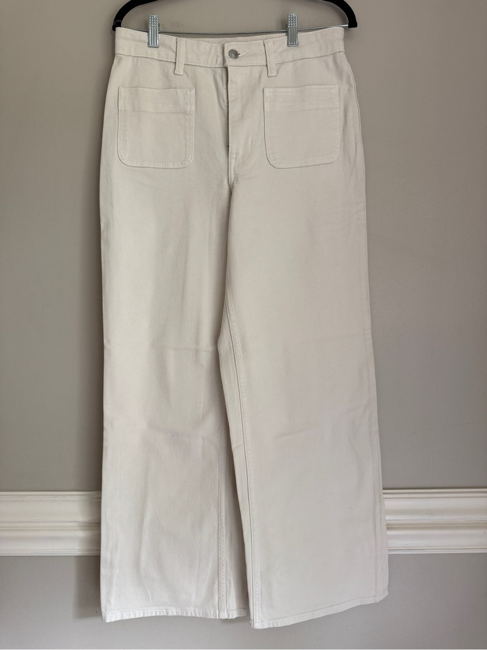 NWOT Free Assembly High-Rise Wide-Leg Jeans in Off-White, size 8